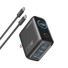 Buy Anker Charger 100W (3 Ports Smart Display) 2-Pin (US) Dark Grey Vmart in Pakistan
