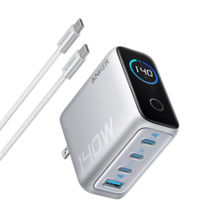 Buy Anker Laptop Charger (140W 4-Port PD 3.1) with USB-C Cable 2-Pin (US) Silver Vmart in Pakistan