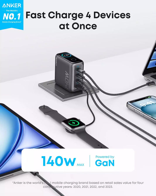 Buy Anker Laptop Charger (140W 4-Port PD 3.1) with USB-C Cable from Vmart in Pakistan