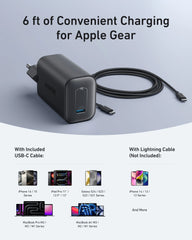 Buy Anker Nano Charger 100W With USB-C Cable 6ft 2-Pin (EU) Black Vmart in Pakistan