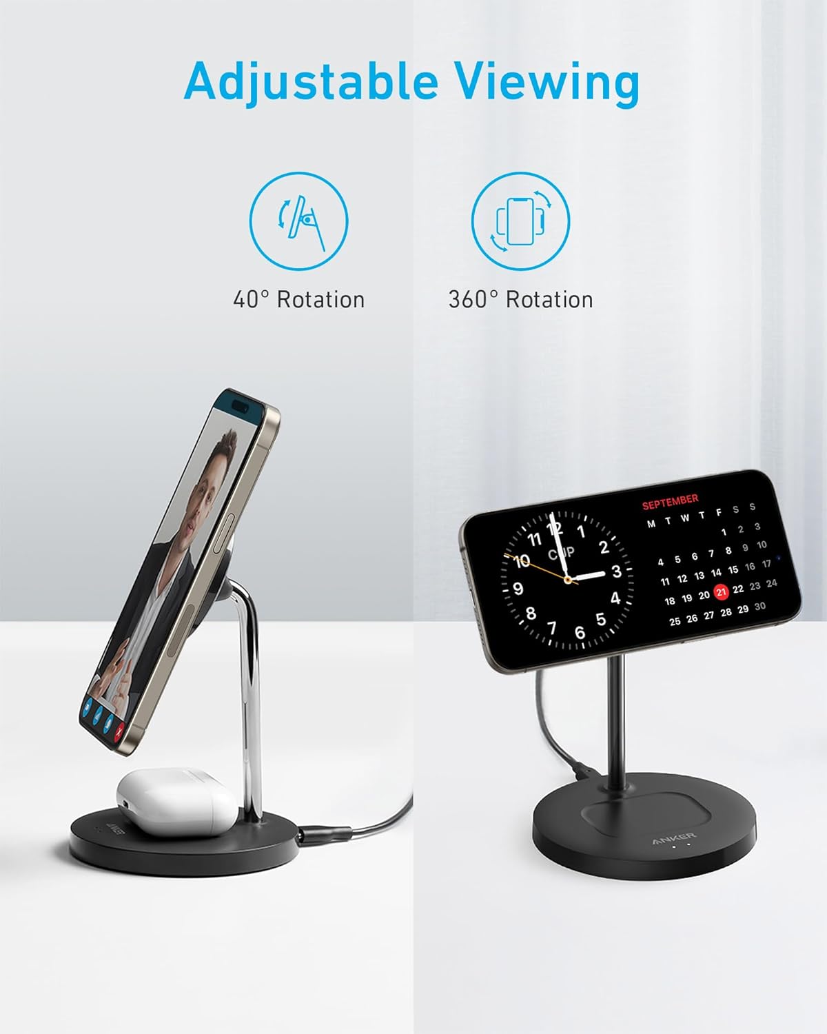Buy Anker PowerWave 2-in-1 Magnetic Wireless Charging Stand from Vmart in Pakistan