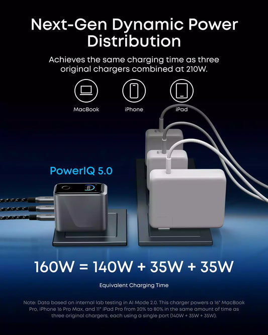 Buy Anker Prime Charger (160W, 3 Ports, Smart Display) Vmart in Pakistan