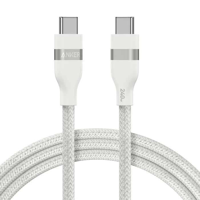 Anker USB-C to USB-C Cable (240W Upcycled-Braided) 3ft White