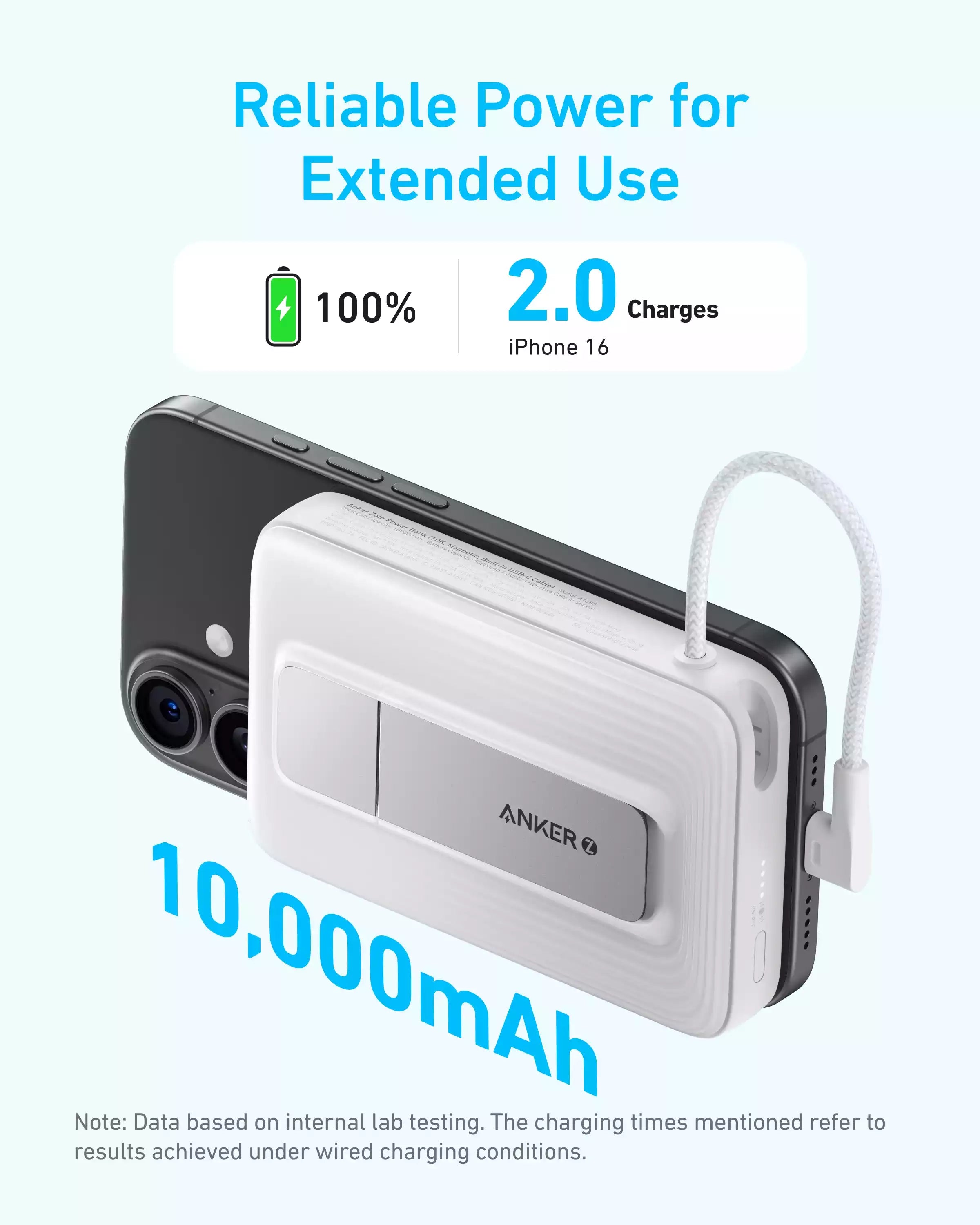 Buy Anker Zolo Magnetic Power Bank (10K 30W Built-in USB-C Cable) Black from Vmart in Pakistan
