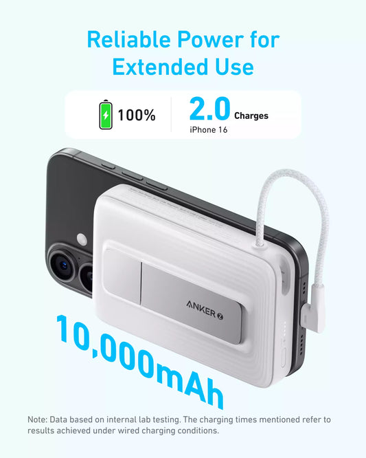 Buy Anker Zolo Magnetic Power Bank (10K 30W Built-in USB-C Cable) Black from Vmart in Pakistan
