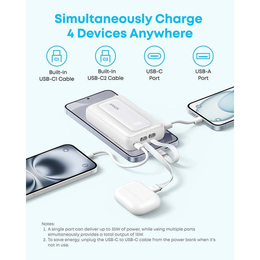 Buy Anker Zolo Power Bank 10000mAh 35W Built-In Dual Type-C Blue Vmart in Pakistan