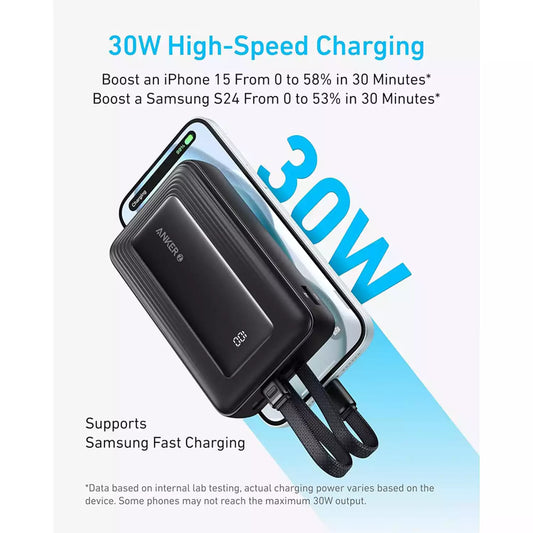Buy Anker Zolo Power Bank (20K Built-In USB-C and Lightning Cable) Black from Vmart in Pakistan