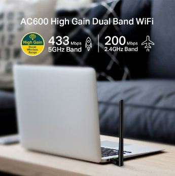 TP-Link Archer T2U Plus - AC600 High Gain Wireless Dual Band USB Adapter