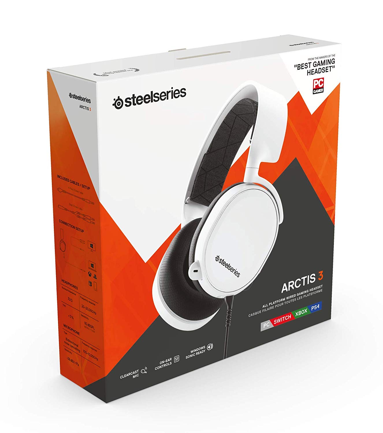 SteelSeries Arctis 3 (2019 Edition) Gaming Headset - White