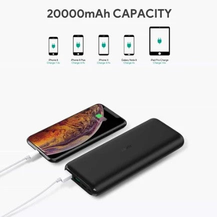 Aukey 20000mAh Type C Ultra Slim Power Bank with USB C Fast Charging 5V 3A