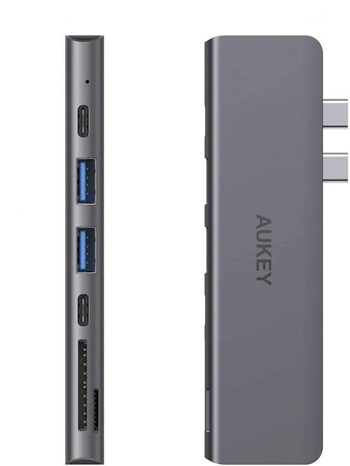 Aukey CB-C76 7 in 1 USB C Hub For MacBook Pro with 4K HDMI, Thunderbolt 3, 2 USB 3.0, USB-C Data Port