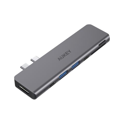 Aukey CB-C76 7 in 1 USB C Hub For MacBook Pro with 4K HDMI, Thunderbolt 3, 2 USB 3.0, USB-C Data Port