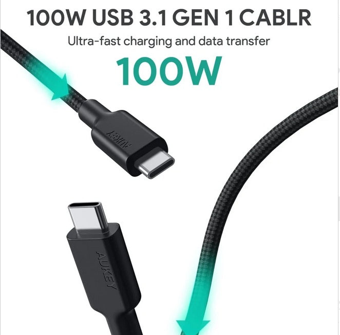 Aukey CB-CD21 Gen2 E Marker PD 100W USB 3.1 Type C To Type C Cable