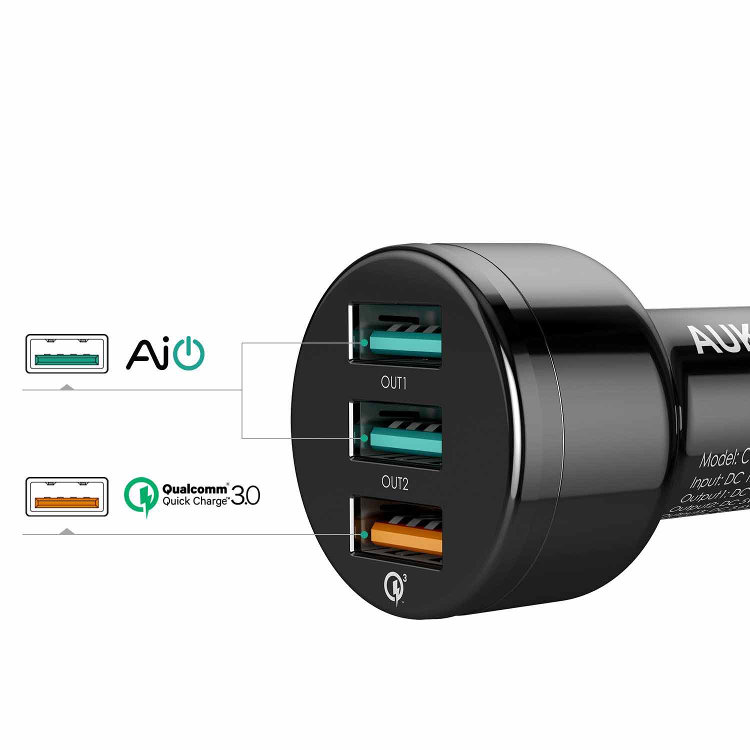 Aukey 3-Port Car Charger With Quick Charge 3.0