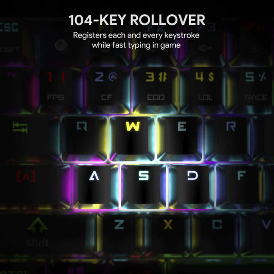 Buy Aukey 104-Key RGB Backlit Mechanical Keyboard from Vmart in Pakistan