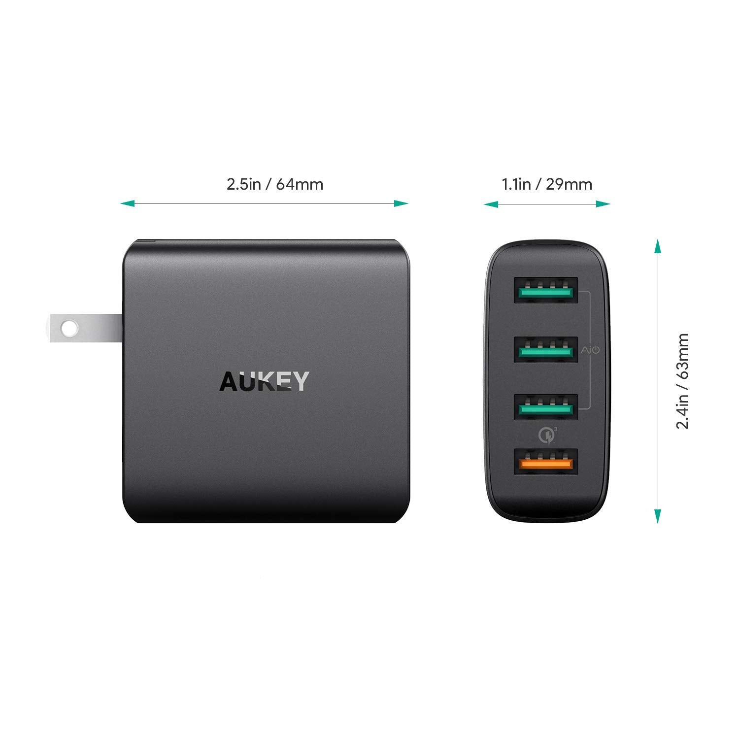 Aukey Amp-4 Port Wall Charger With Quick Charge 3.0