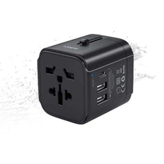 Aukey Universal Travel Adapter With USB-C And USB-A Ports Black