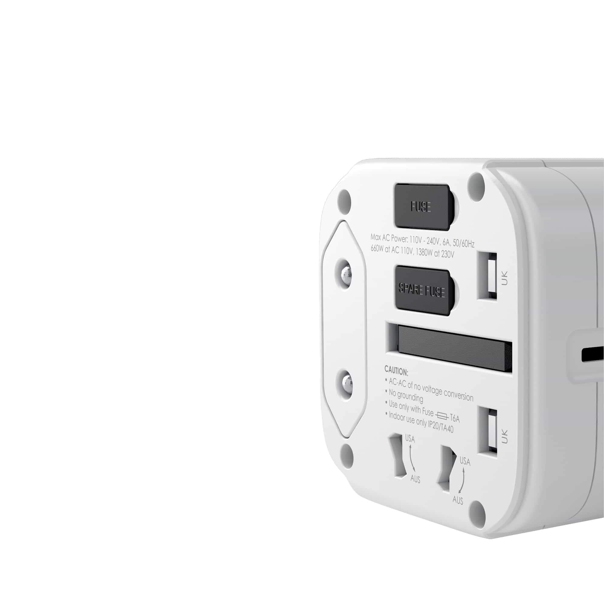 Aukey PA-TA01 Universal Travel Adapter With USB-C And USB-A Ports White