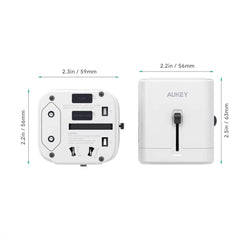 Aukey PA-TA01 Universal Travel Adapter With USB-C And USB-A Ports White