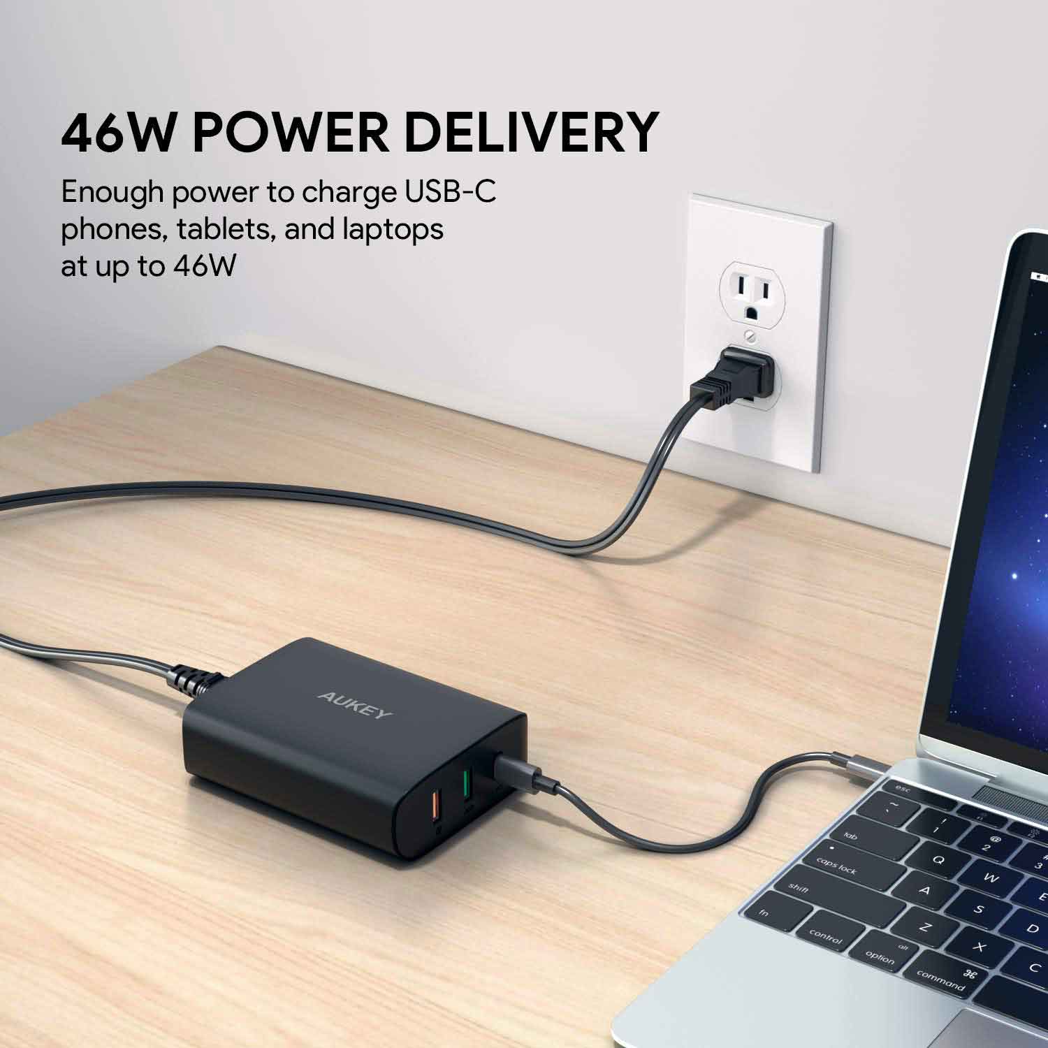 Aukey 3-Ports USB Charging Stations With 46W Power Delivery And Quick Charge 3.0