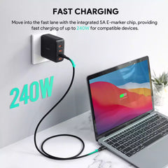 Aukey CB-SCC242 Circlet Blink 240W Silicone USB-C to USB-C Cable 1.8m Black