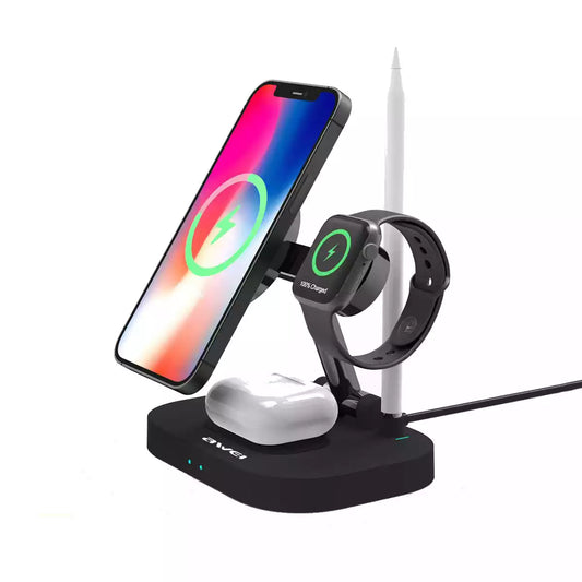 Buy Awei W22 Foldable 4 in 1 Wireless Charger for Mobile Phone Smart Watch Earphone from Vmart in Pakistan