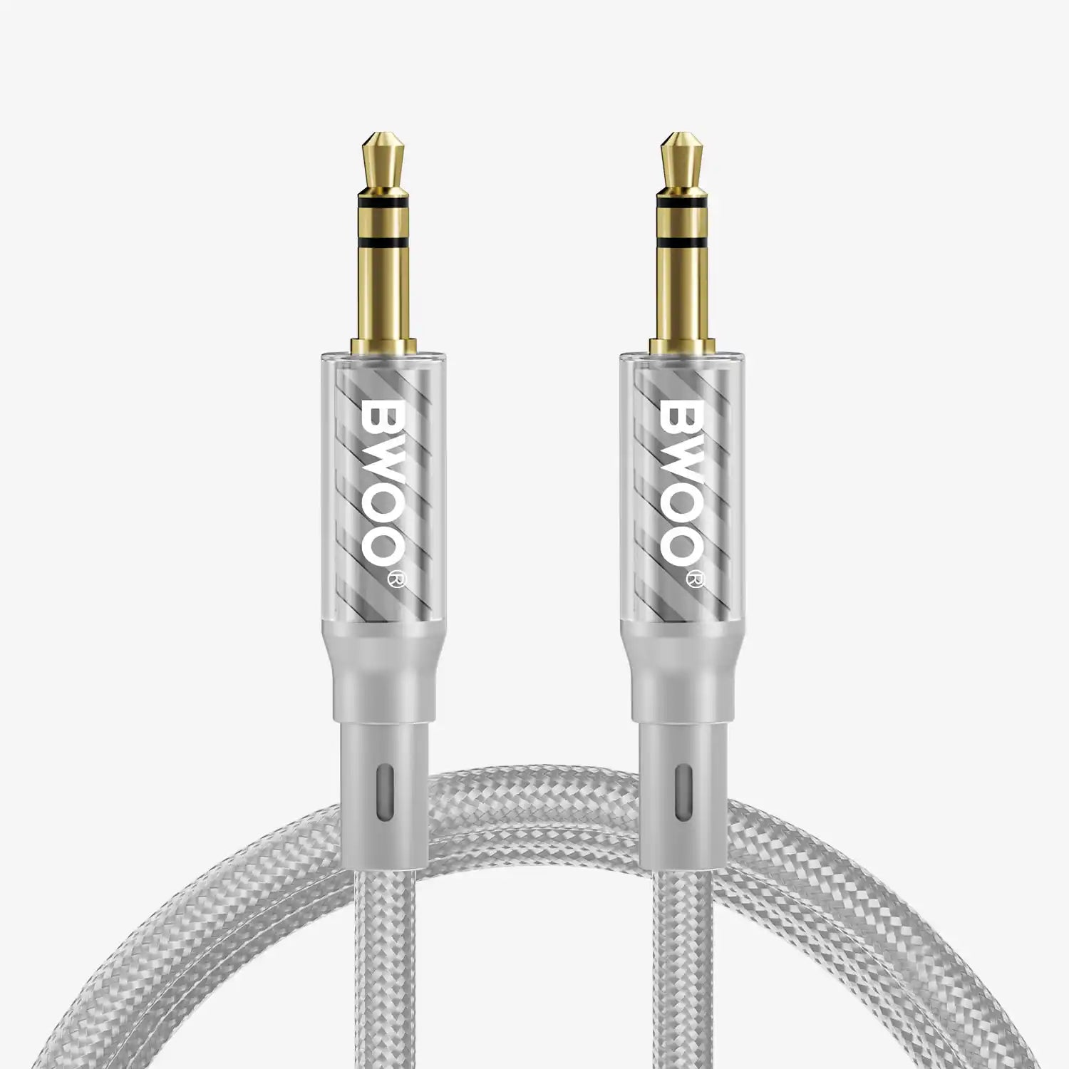 Buy BWOO 3.5mm Braided AUX Audio Cable Grey 1m from Vmart in Pakistan