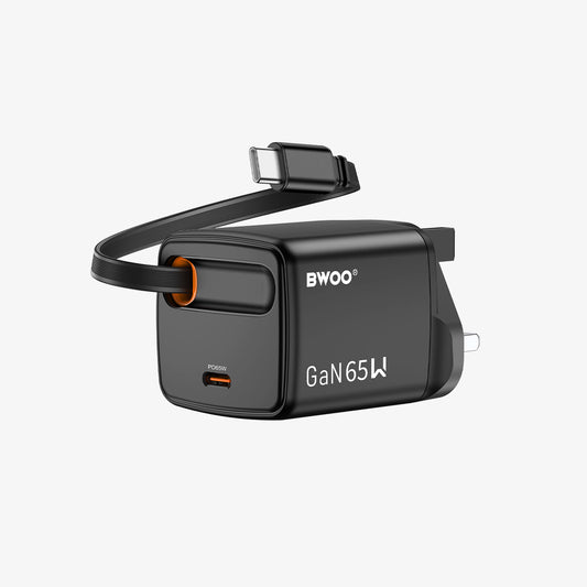 Buy BWOO 65W GaN Retractable Charger with Built-In USB-C Cable from Vmart in Pakistan