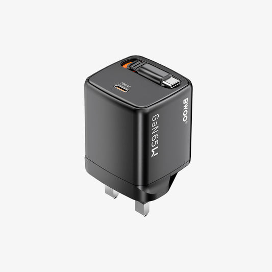 Buy BWOO 65W GaN Retractable Charger with Built-In USB-C Cable from Vmart in Pakistan