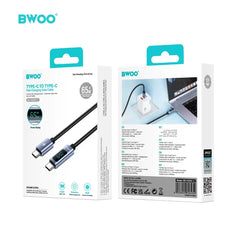 Buy BWOO 65W PD 3.0 USB C to USB C Fast Charging Cable with LED Power Display Braided Durable 1m from Vmart in Pakistan