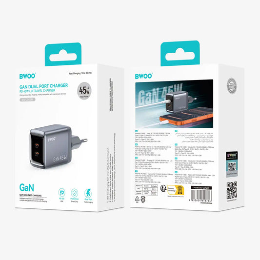 Buy BWOO GaNex 45W Dual Ports USB-C GaN Charger from Vmart in Pakistan