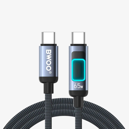 Buy BWOO USB-C to USB-C Fast Charging Cable with RGB Color Lights 65W 1m from Vmart in Pakistan