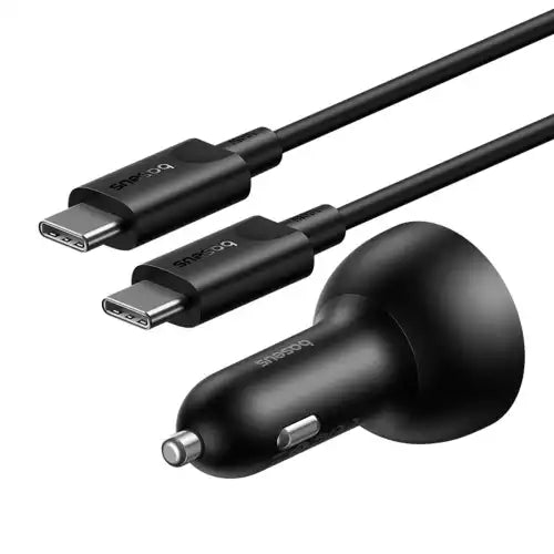 Buy Baseus 152.5W Multi-Port Fast Charge C+C+U Car Charger Cluster Black with Baseus Xiaobai series fast charging Cable Type-C to Type-C 100W from Vmart in Pakistan