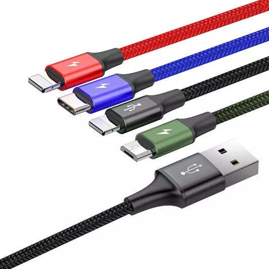 Buy Baseus 4 in 1 Micro USB Type-C 2x Lightning Data Cable 1.2m from Vmart in Pakistan