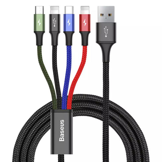 Buy Baseus 4 in 1 Micro USB Type-C 2x Lightning Data Cable 1.2m from Vmart in Pakistan