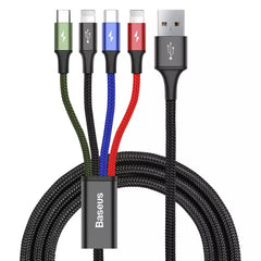 Baseus 4 in 1 Micro USB Type-C 2x Lightning Data Cable 1.2m