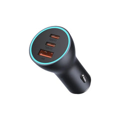 Baseus 65W Golden Contactor Pro Triple Fast Charging Car Charger USB + Dual Type-C Dark Gray