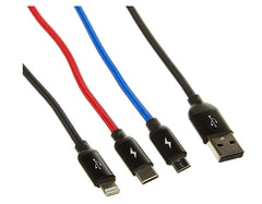 Buy Baseus Three Primary Colors USB – Micro USB / Lightning / USB-C Cable With Nylon Braid 3.5A from Vmart in Pakistan