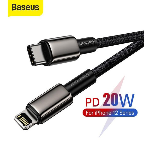 Baseus Tungsten Gold Fast Charging Data Cable Type-C to Lightning PD 20W 1m Black