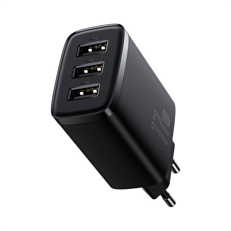 Baseus Compact Charger 3USB 17W EU Black