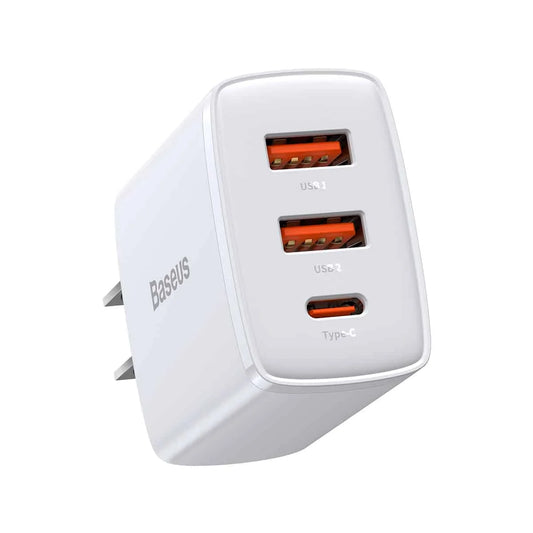 Buy Baseus Compact Quick Charger 2U+C 30W US Plug White from Vmart in Pakistan