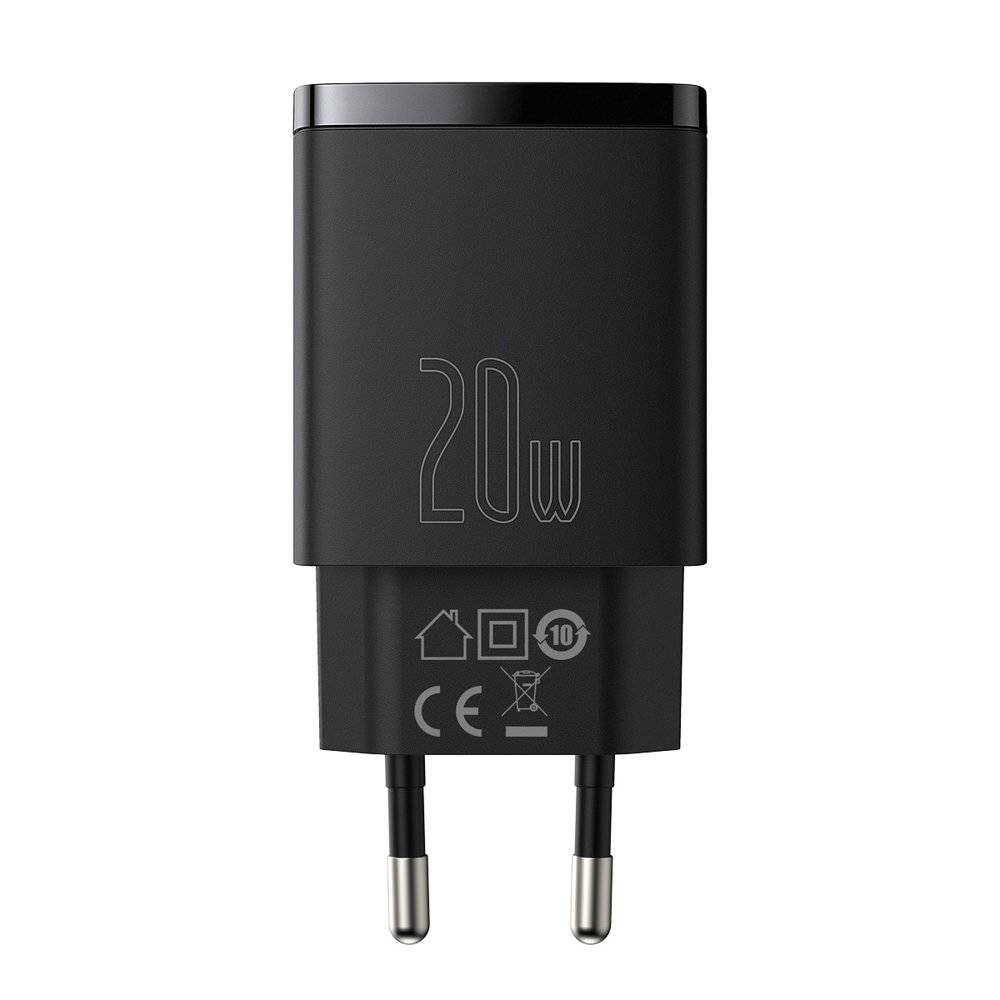 Baseus Compact USB + TYPE-C 20W 3A Quick Charge 3.0 - Black