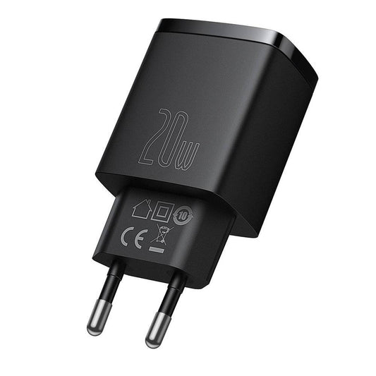 Buy Baseus Compact USB + TYPE-C 20W 3A Quick Charge 3.0 - Black from Vmart in Pakistan