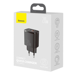 Baseus Compact USB + TYPE-C 20W 3A Quick Charge 3.0 - Black