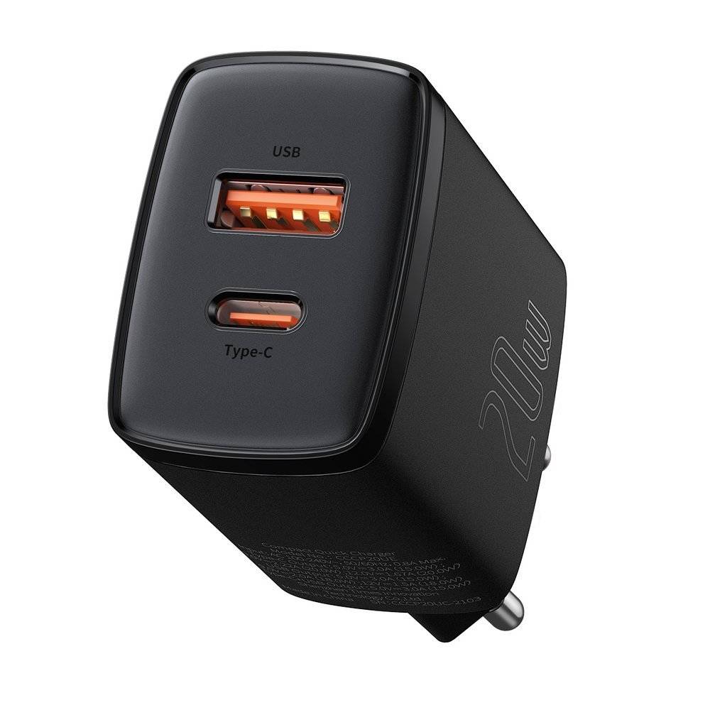 Baseus Compact USB + TYPE-C 20W 3A Quick Charge 3.0 - Black