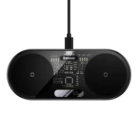 Buy Baseus Digital LED Display 2in1 Wireless Charger 20W Black CN (Quick Charger 12V/2A(CN)+USB For type-C 3A 1m from Vmart in Pakistan