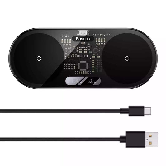 Buy Baseus Digital LED Display 2in1 Wireless Charger 20W Black Universal version (Include: USB For type-C 3A 1m) from Vmart in Pakistan