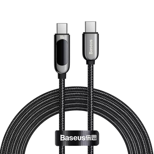 Buy Baseus Display Fast Charging Data Cable Type-C to Type-C 100W 2m Black from Vmart in Pakistan