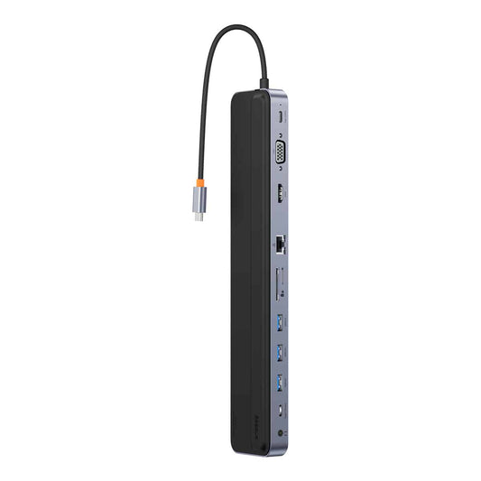 Buy Baseus EliteJoy Gen2 11-Port Type-C Hub Adapter Dark Gray (Type-C to HDMI*1+USB3.0*3+PD*1+VGA*1+SD/TF*1+RJ45*1+Type-C Data*1+3.5mm*1) from Vmart in Pakistan