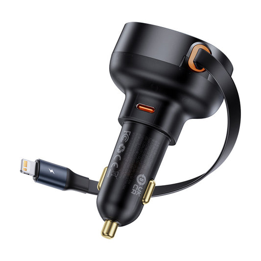 Buy Baseus Enjoyment Pro Car Charger C+Retractable iP Cable 55W Cluster Black from Vmart in Pakistan